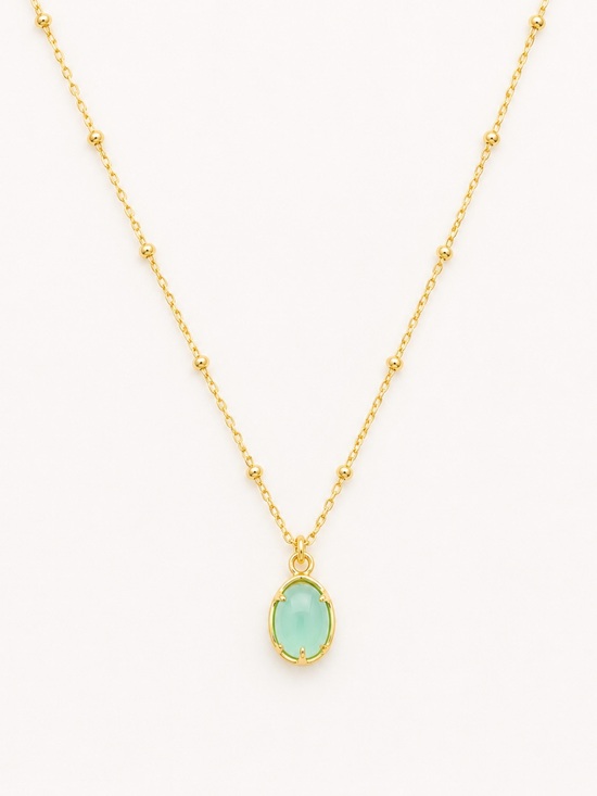 Handmade Jewelry - Aqua Chalcedony Satellite Gold Necklace